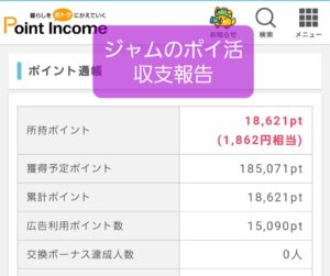 【保育士ジャムのポイ活収支報告】2022年1月更新〜ポイントインカム使用